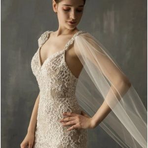 Champagne Wedding Bridal Shoulder Veil / Cape / Cloak